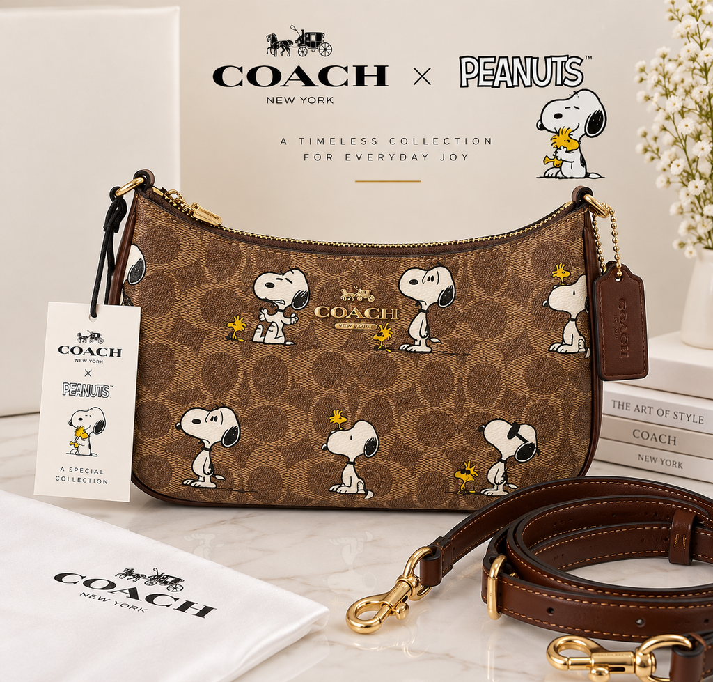 Coach x Peanuts Teri Shoulder Bag in Signature Canvas with Snoopy Print