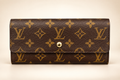 Louis Vuitton Monogram Long Wallet Brown Canvas Clutch Gold Tone Snap
