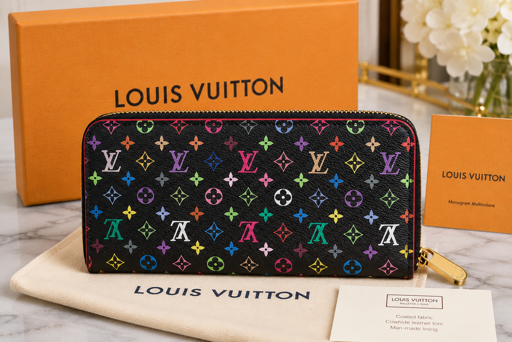 Louis Vuitton Multicolor Monogram Zip Around Wallet – Black Long Wallet