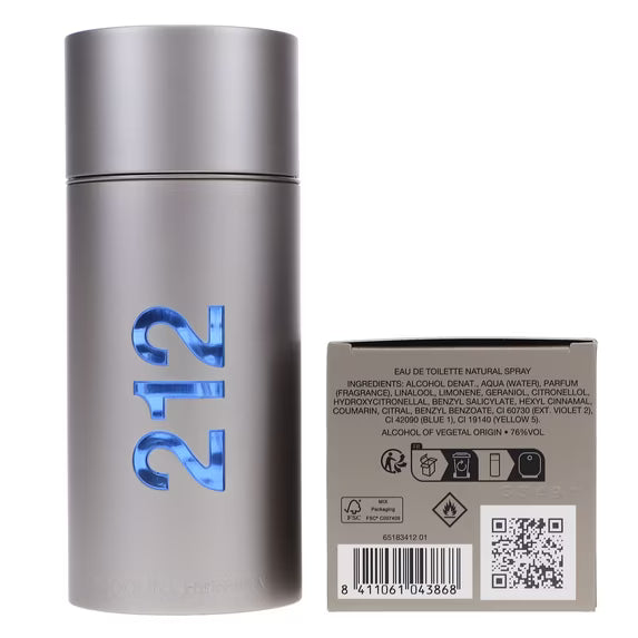 Carolina Herrera 212 Men NYC EDT Spray 3.4 oz – Men's Fresh Woody Cologne