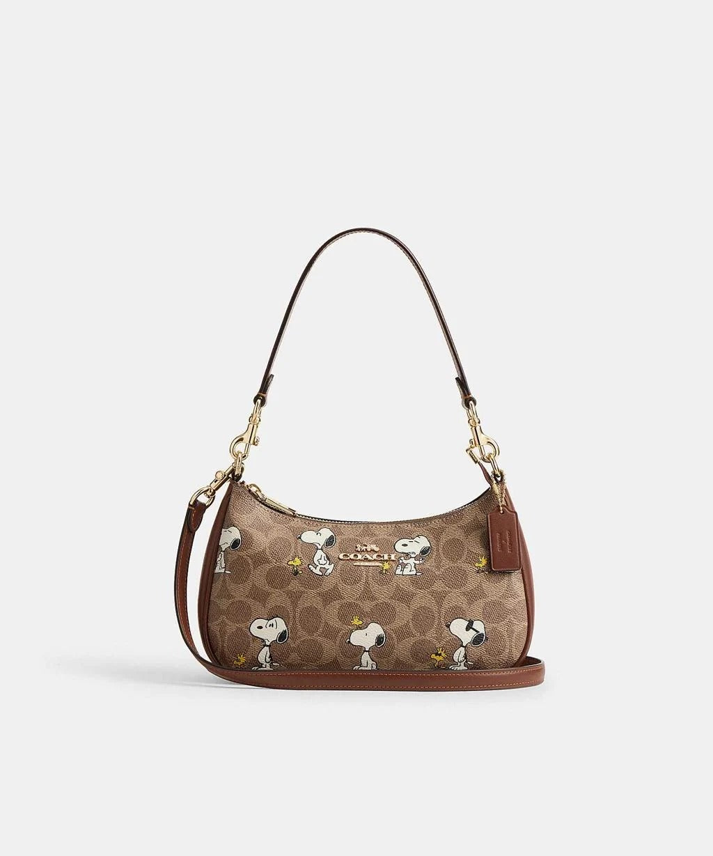 Coach x Peanuts Teri Shoulder Bag in Signature Canvas with Snoopy Print
