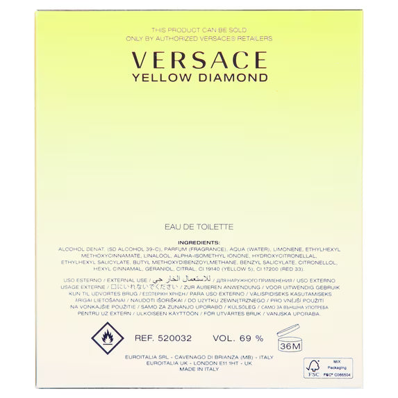 Versace Yellow Diamond Eau de Toilette 3.0 oz Spray for Women